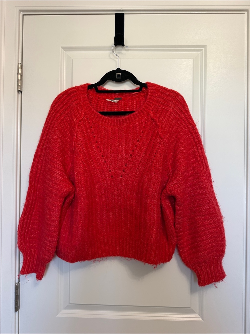 Free People Carter Pullover Red Hot Fuzzy Sweater S